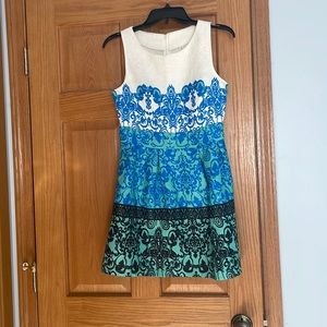 Blue/white/black cocktail dress